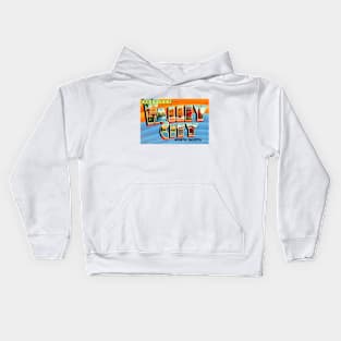 Greetings from Valley City, North Dakota - Vintage Large Letter Postcard Kids Hoodie